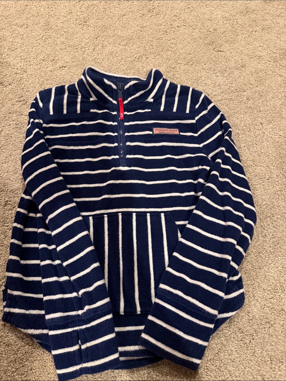 Vineyard Vines Navy & White Striped Kids Fleece Pullover